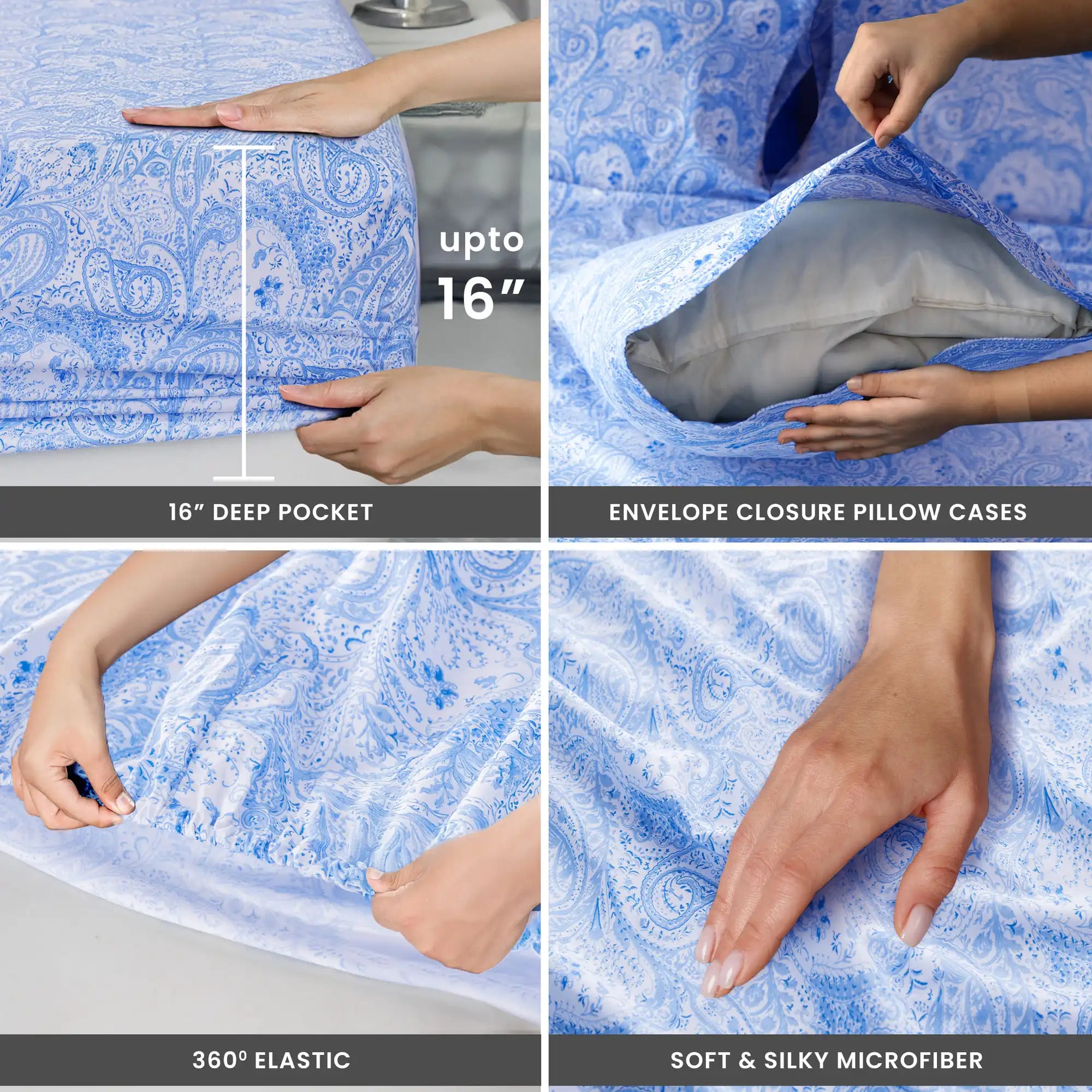 Lux Decor 4-Piece Paisley Bed Sheet Set — Brushed Microfiber, Wrinkle-Resistant
