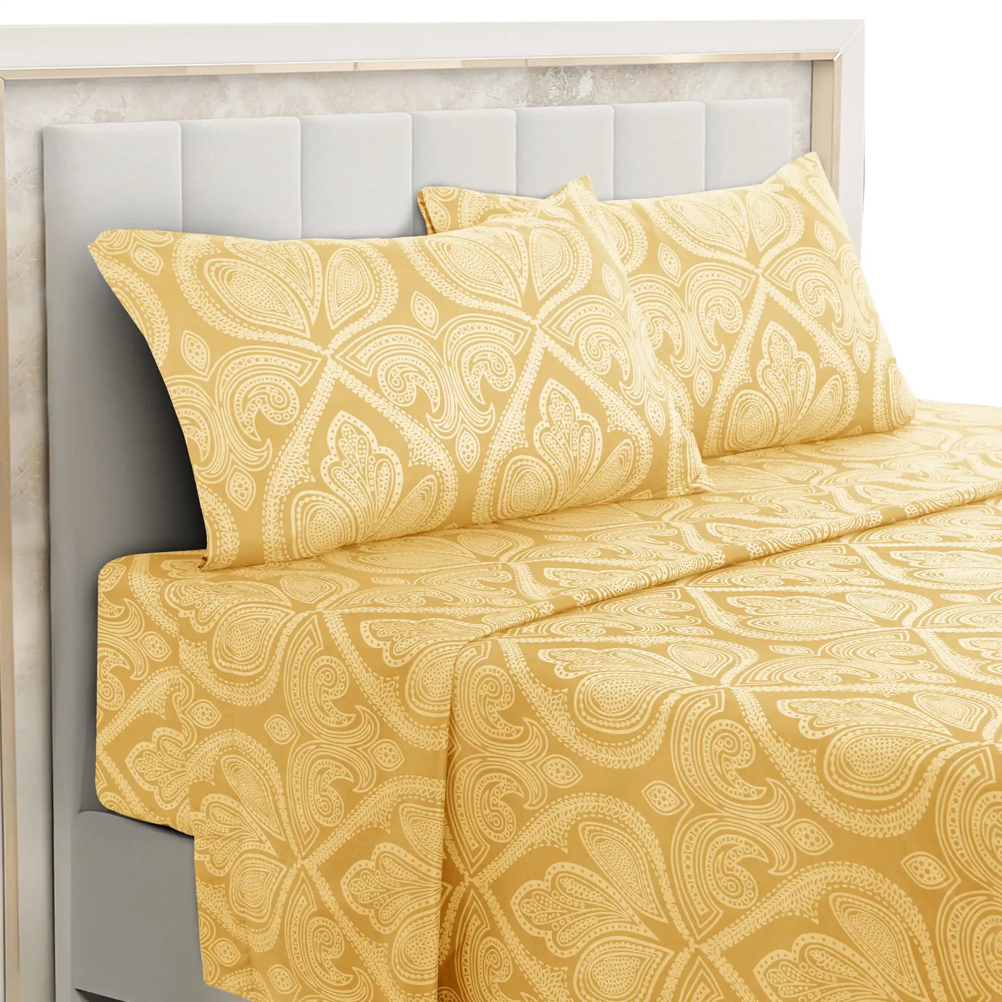Lux Decor 4-Piece Paisley Bed Sheet Set — Brushed Microfiber, Wrinkle-Resistant