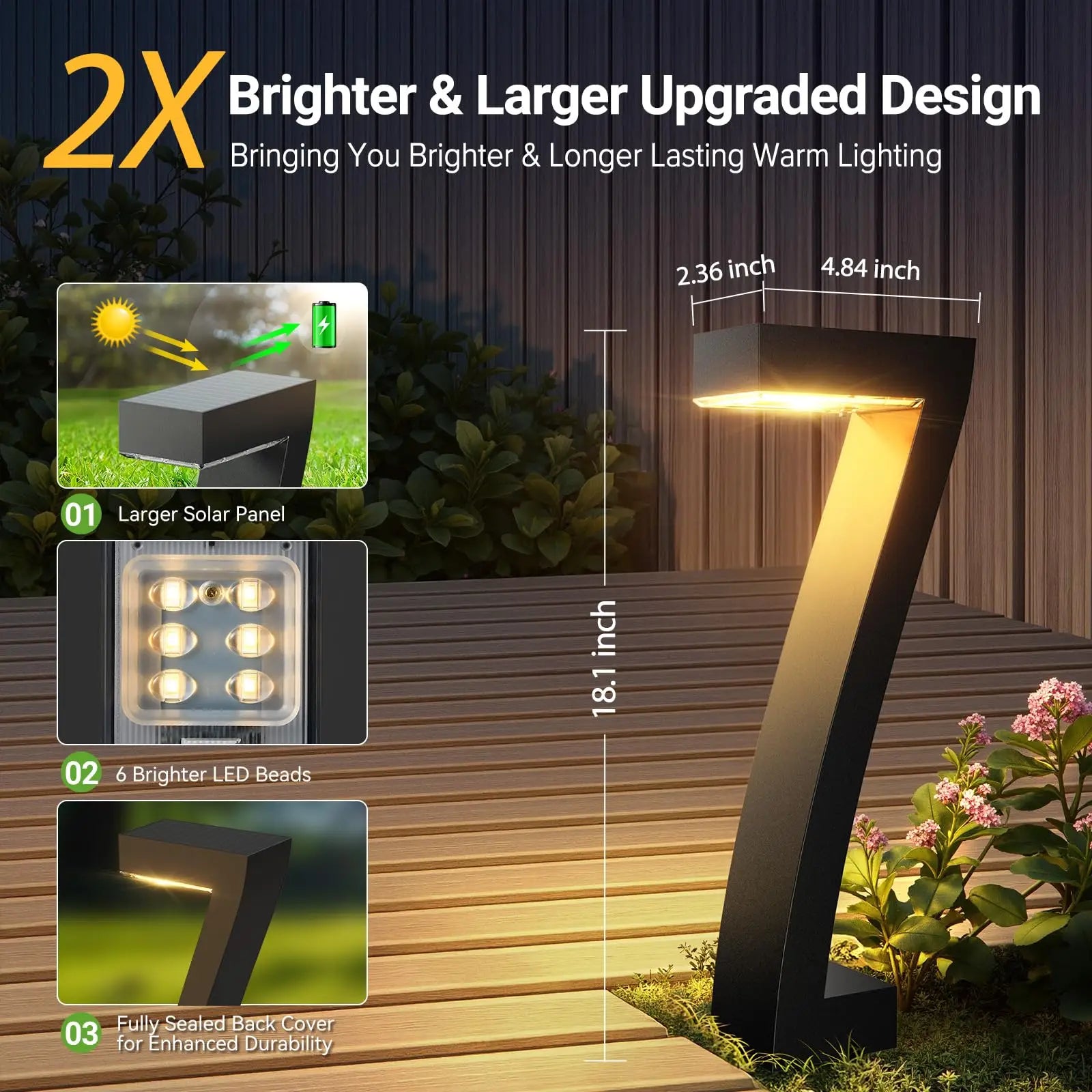 Upgraded Bright LED Solar Lights Outdoor Pathway Lights, IP65 Waterproof Solar