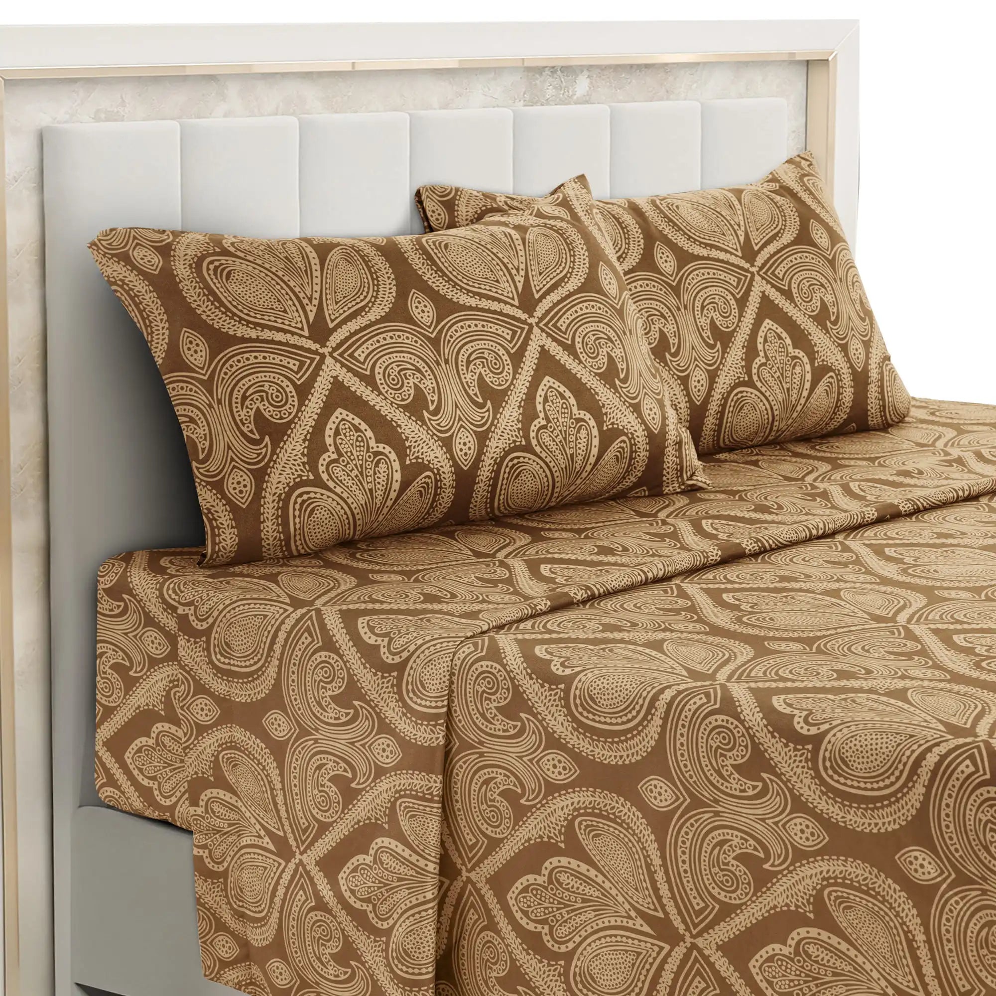 Lux Decor 4-Piece Paisley Bed Sheet Set — Brushed Microfiber, Wrinkle-Resistant