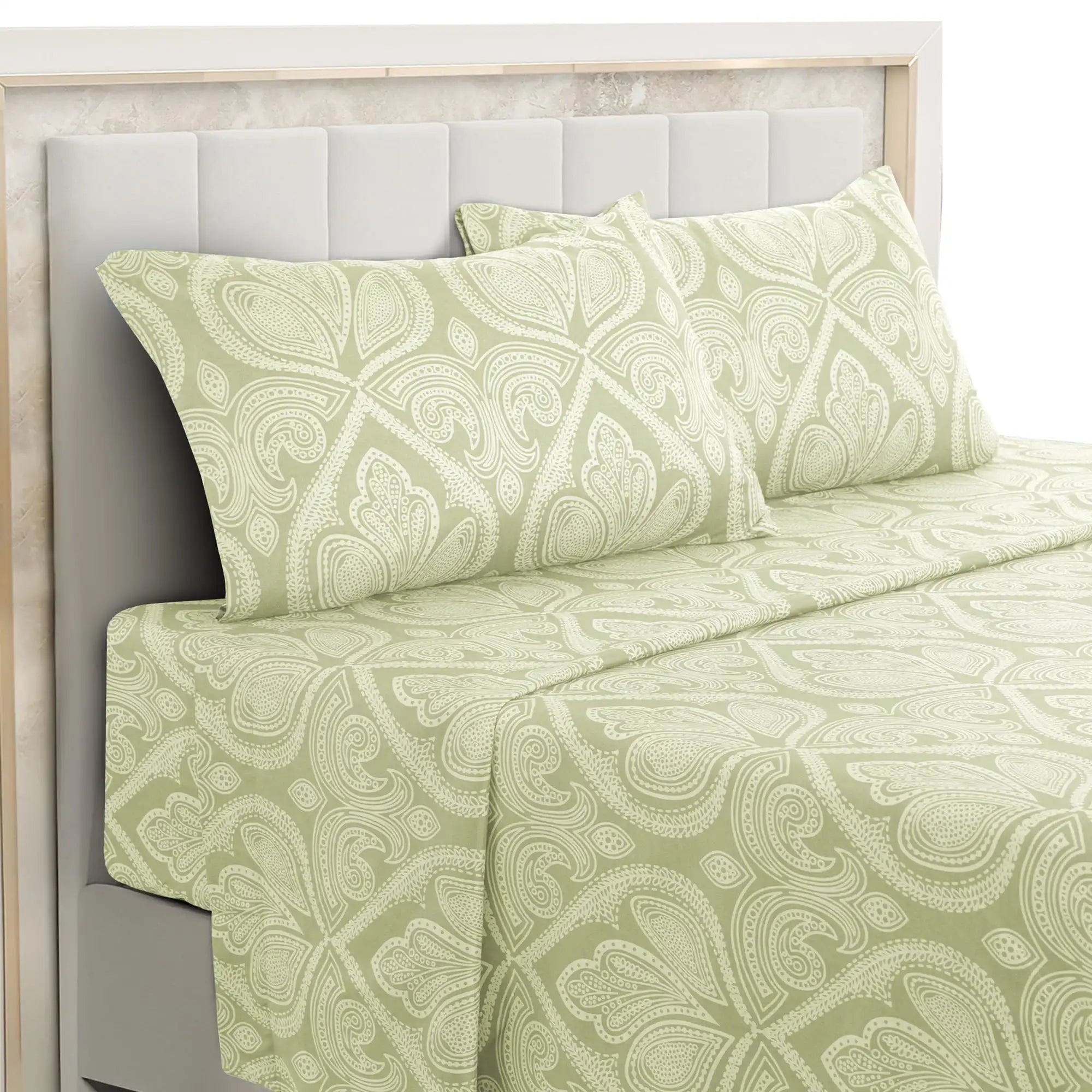 Lux Decor 4-Piece Paisley Bed Sheet Set — Brushed Microfiber, Wrinkle-Resistant