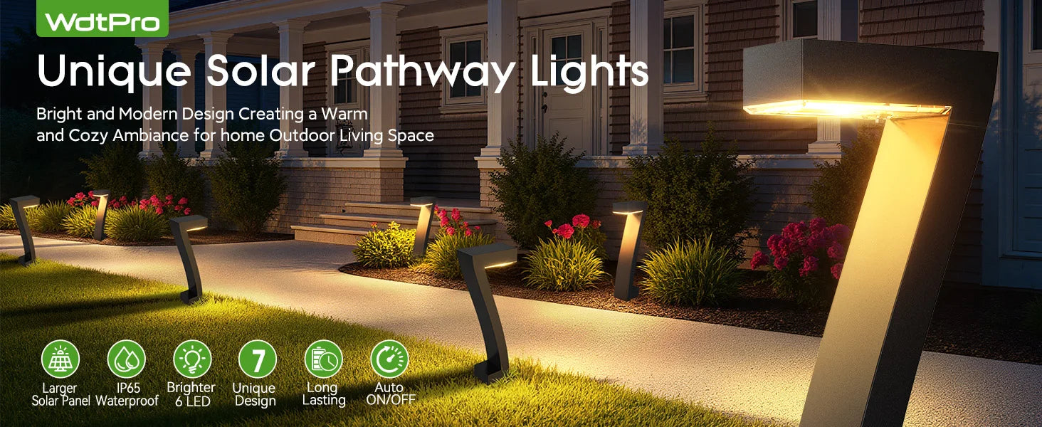 Upgraded Bright LED Solar Lights Outdoor Pathway Lights, IP65 Waterproof Solar