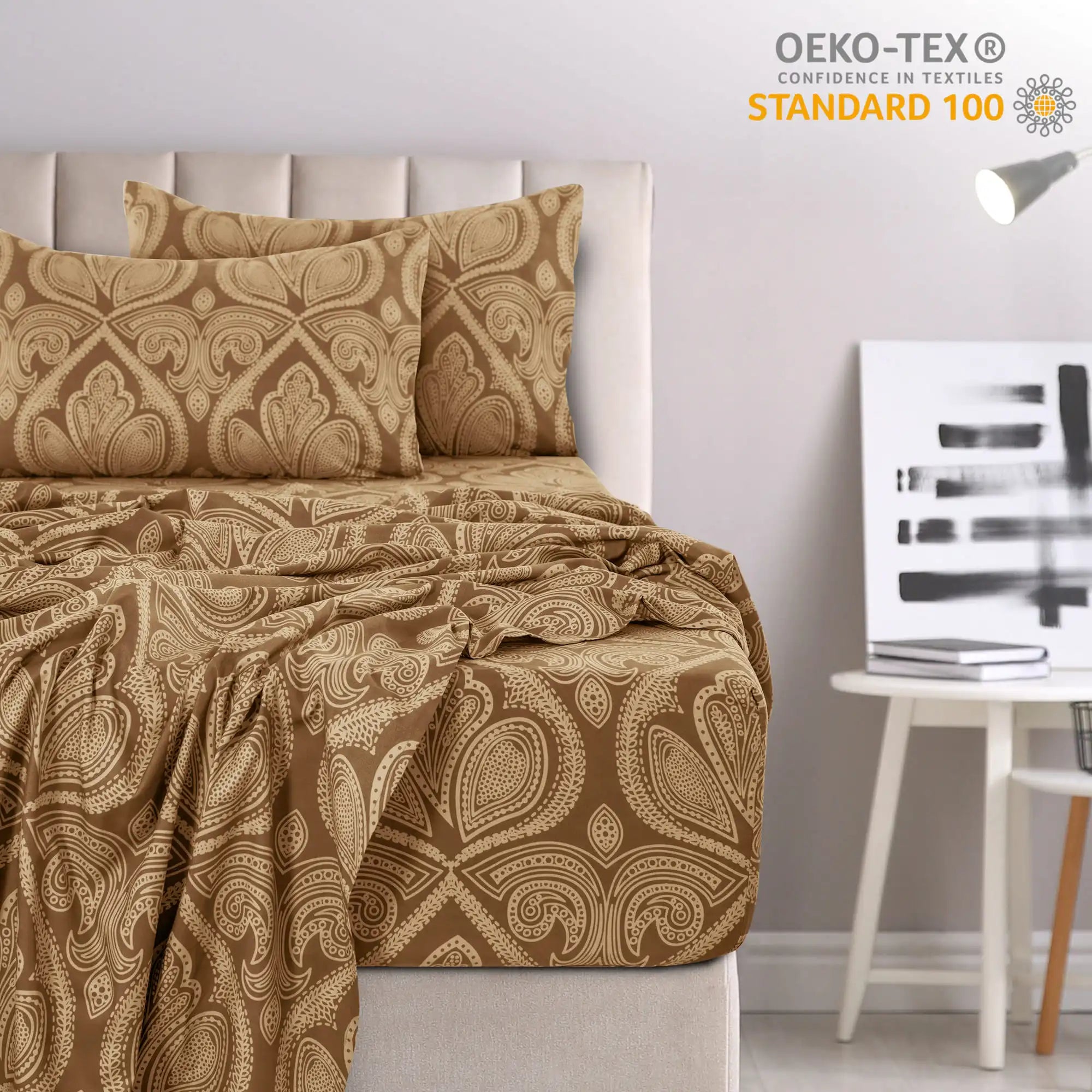 Lux Decor 4-Piece Paisley Bed Sheet Set — Brushed Microfiber, Wrinkle-Resistant