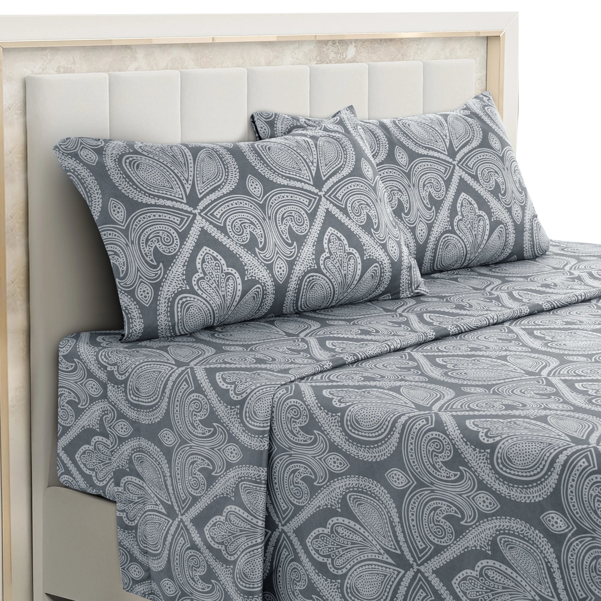 Lux Decor 4-Piece Paisley Bed Sheet Set — Brushed Microfiber, Wrinkle-Resistant