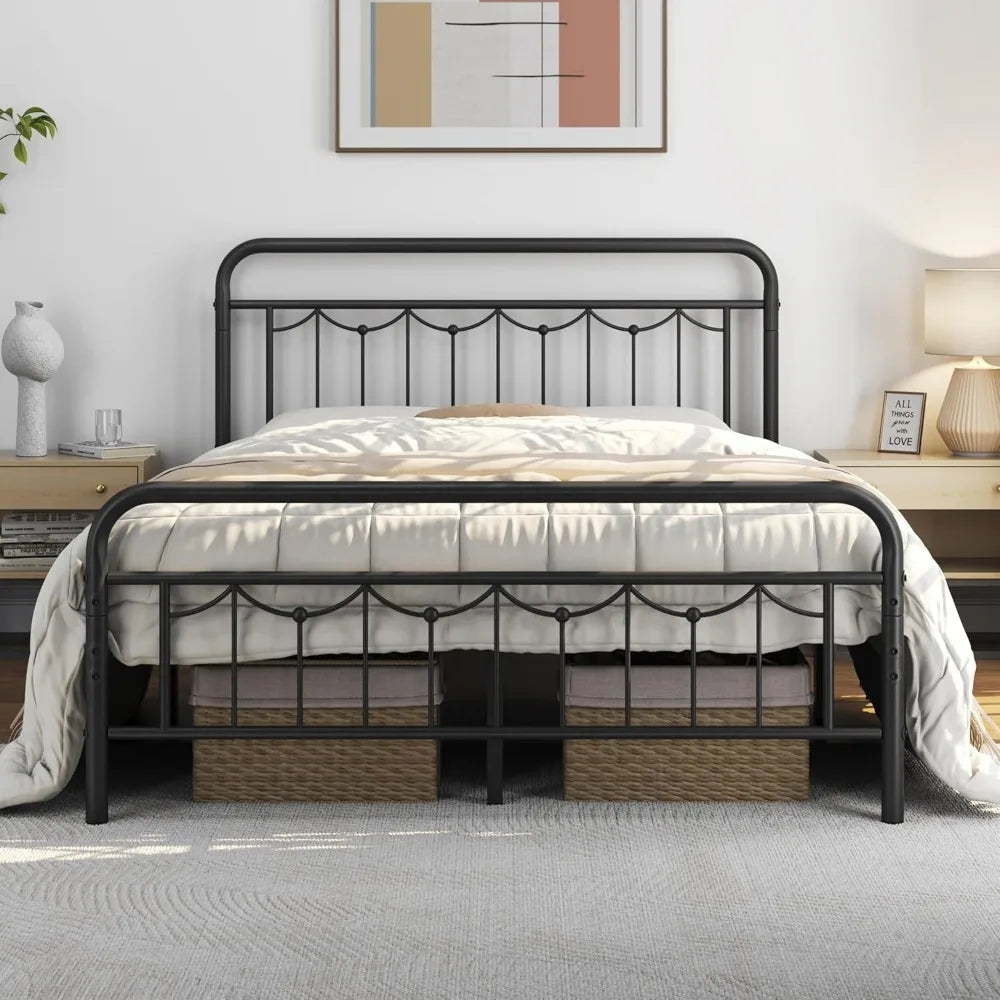 Metal Bar Twin Bed Frame — White, Black & Antique Gold