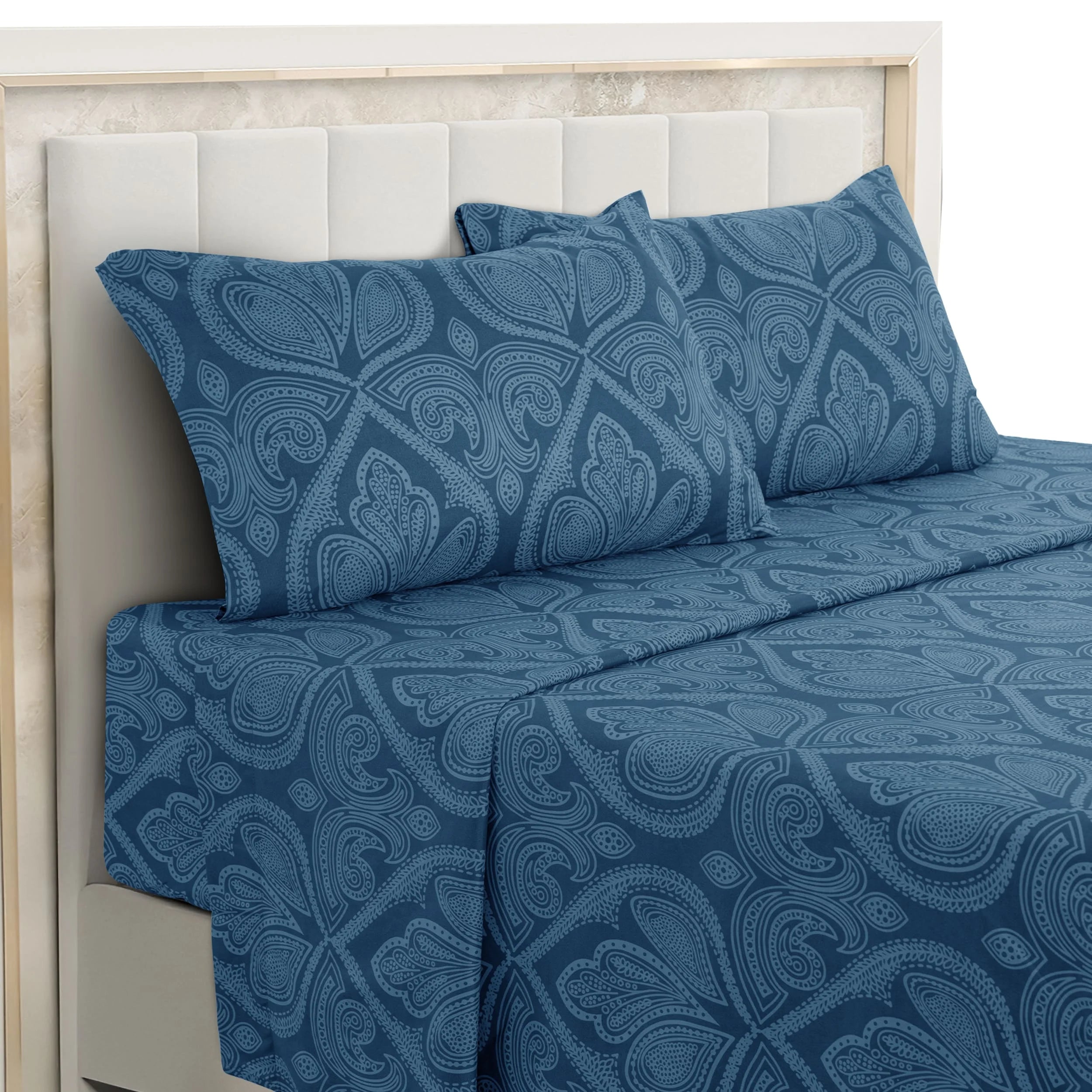 Lux Decor 4-Piece Paisley Bed Sheet Set — Brushed Microfiber, Wrinkle-Resistant