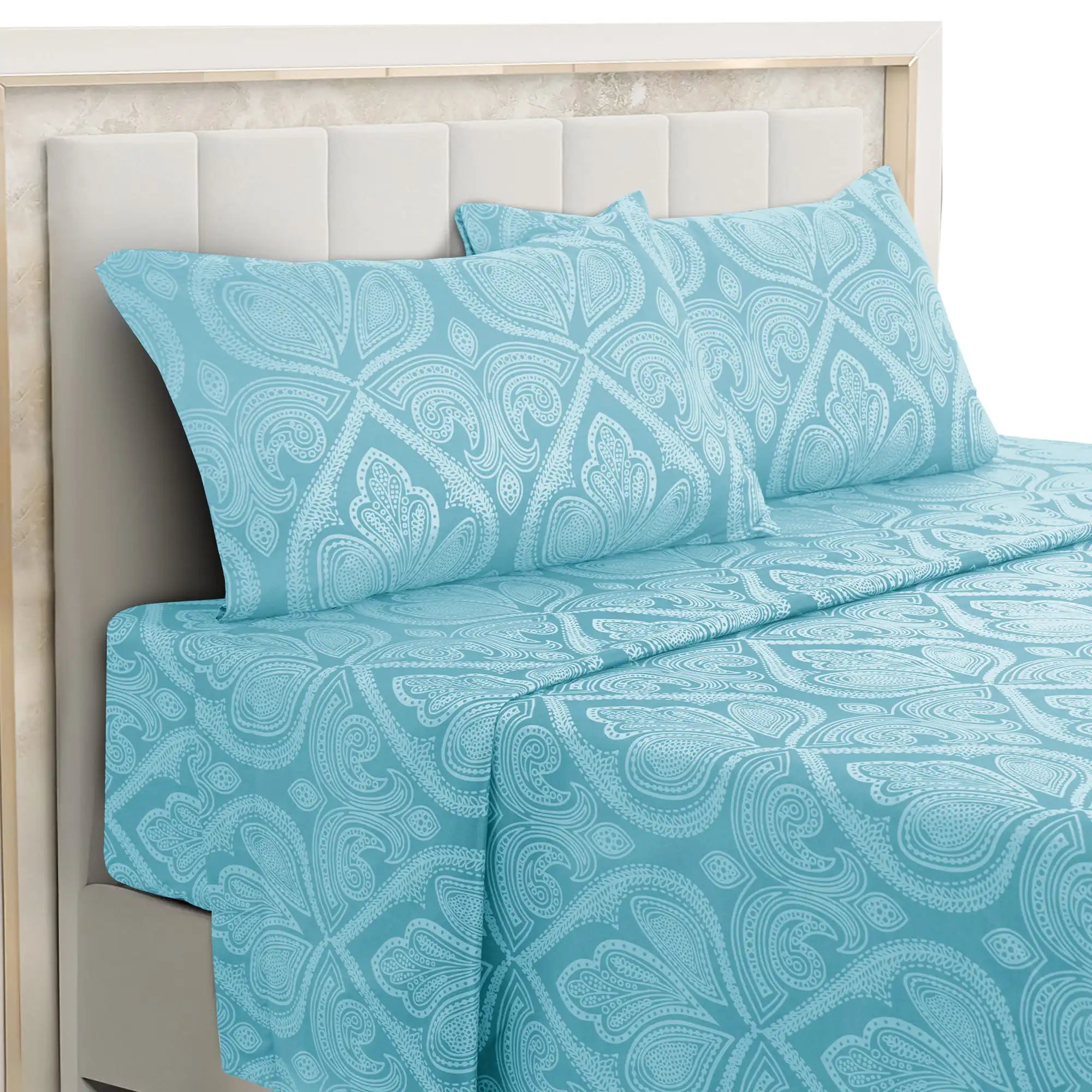 Lux Decor 4-Piece Paisley Bed Sheet Set — Brushed Microfiber, Wrinkle-Resistant
