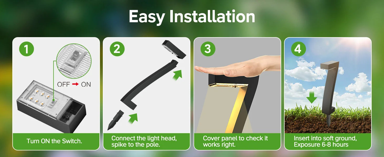 Upgraded Bright LED Solar Lights Outdoor Pathway Lights, IP65 Waterproof Solar