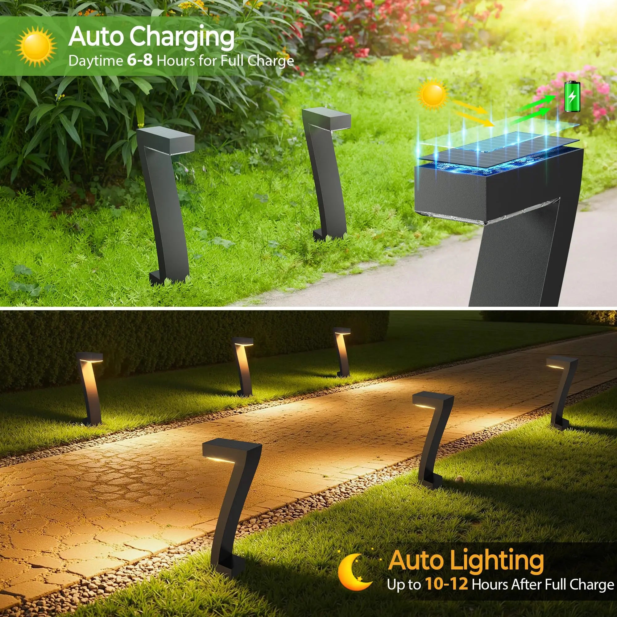 Upgraded Bright LED Solar Lights Outdoor Pathway Lights, IP65 Waterproof Solar