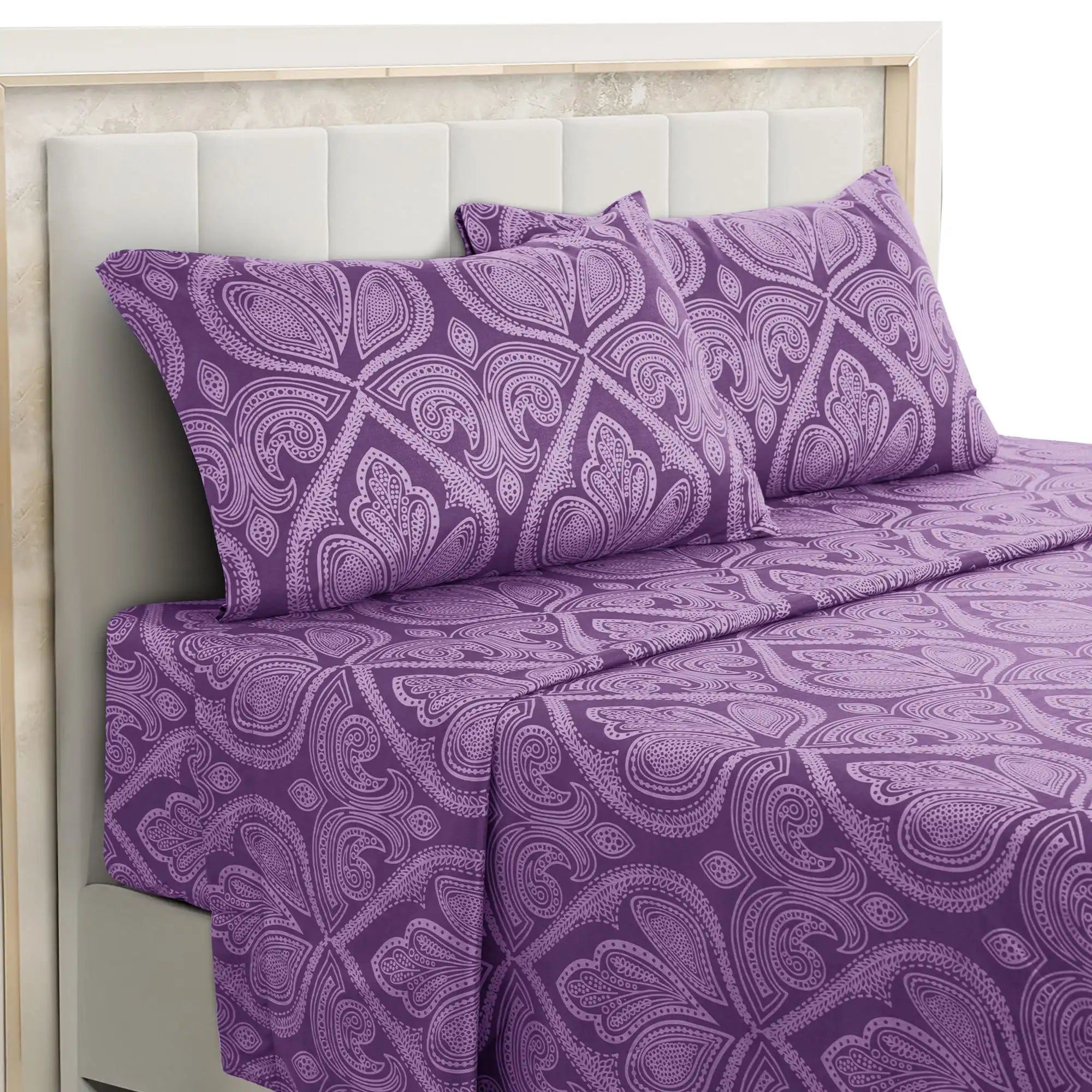 Lux Decor 4-Piece Paisley Bed Sheet Set — Brushed Microfiber, Wrinkle-Resistant
