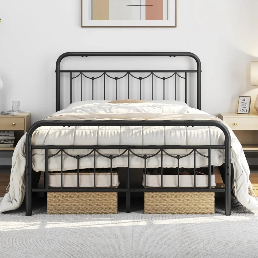 Metal Bar Twin Bed Frame — White, Black & Antique Gold