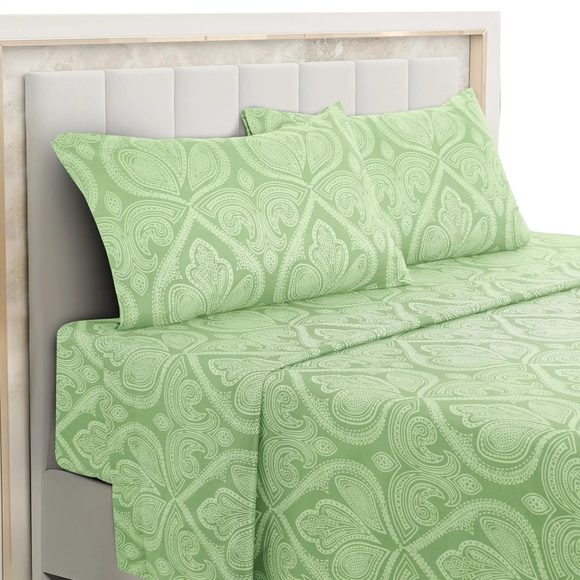 Lux Decor 4-Piece Paisley Bed Sheet Set — Brushed Microfiber, Wrinkle-Resistant