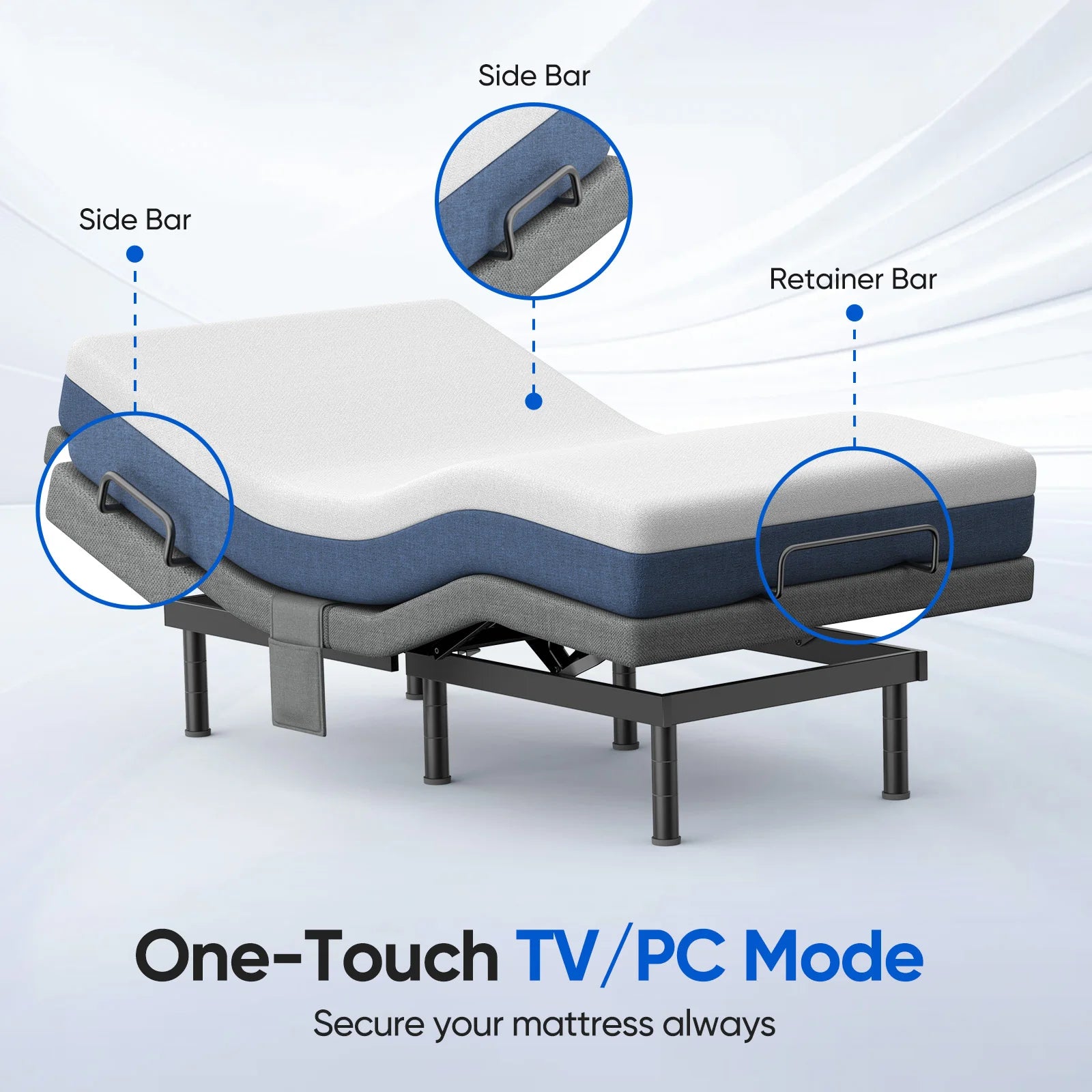 Furgle Split King Adjustable Bed Base — Massage, Dual Motor & Wireless Remote