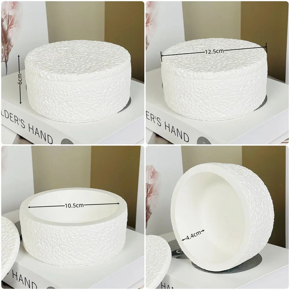 Concrete Lava Jar Candle Cup Mold DIY Round Plaster Storage Box Cement Plant