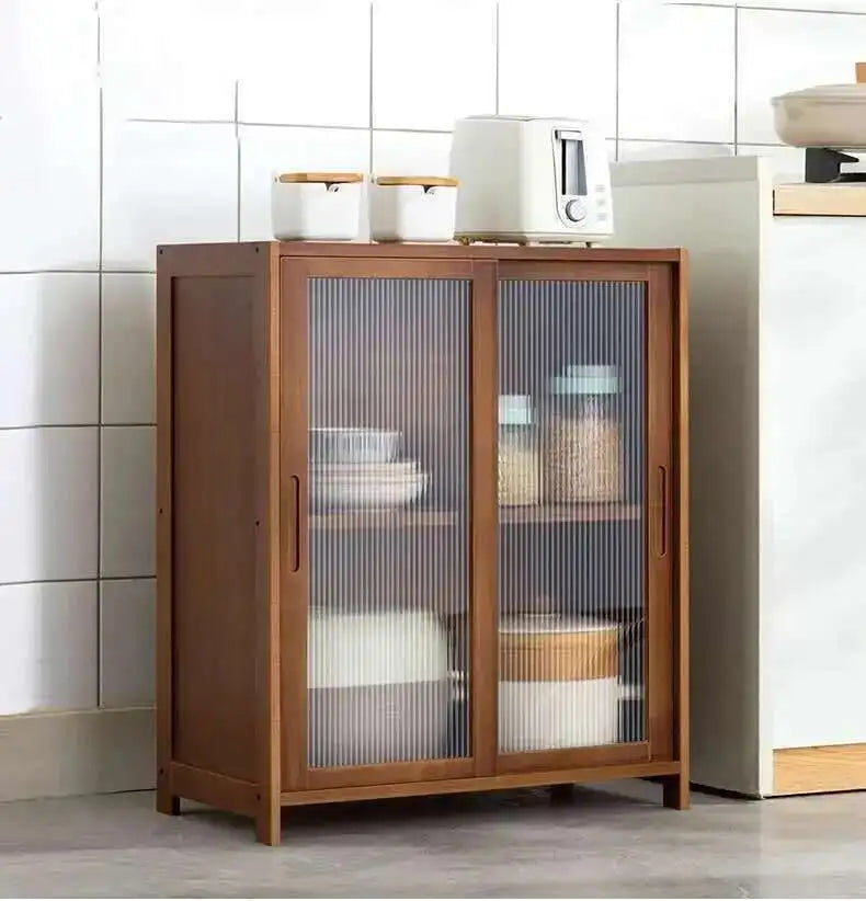 Modern Minimalist Kitchen Cabinet for Home Dust-proof Two-way Sliding Door