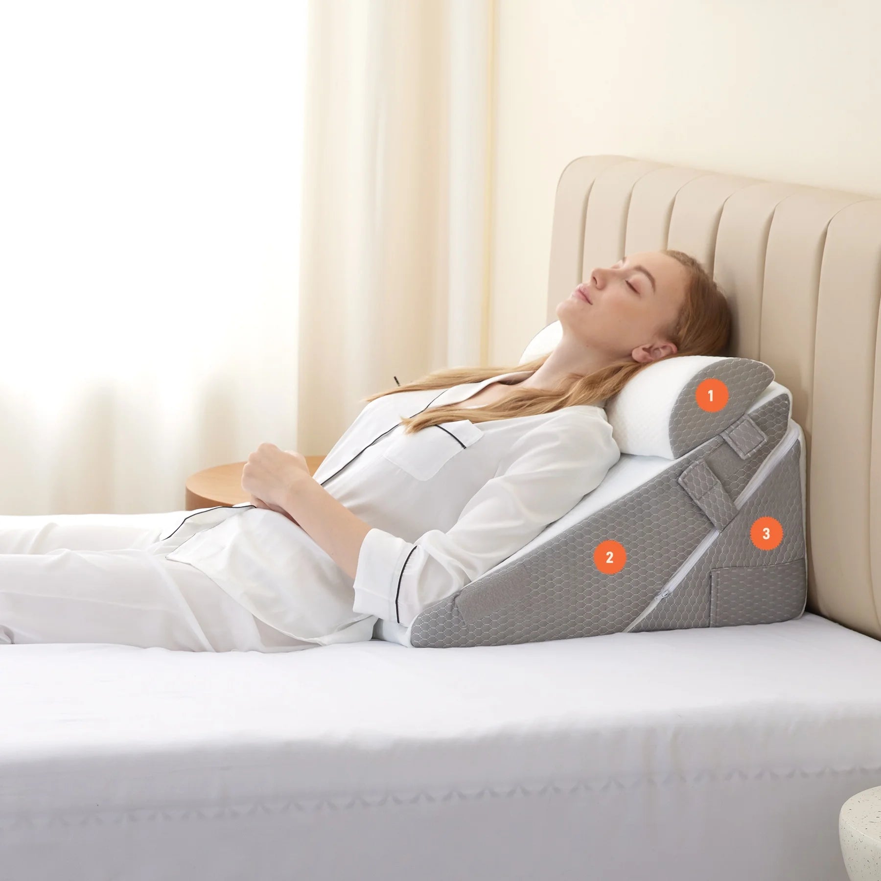 3pcs bed wedge pillow set, foam wedge pillow for back, leg and knee support