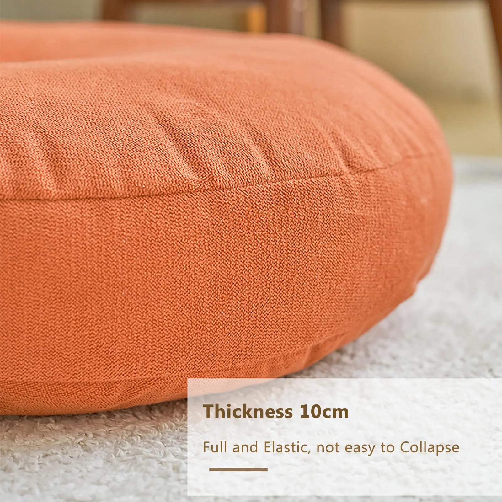Thick Round Cushion, Soft & Comfortable Full-Filled Meditation Yoga Pillow Orange