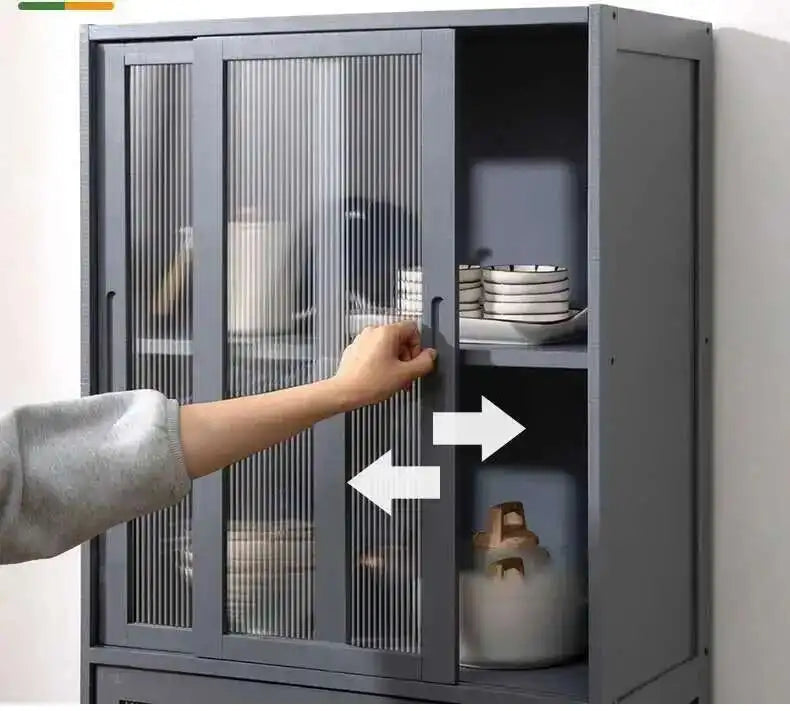 Modern Minimalist Kitchen Cabinet for Home Dust-proof Two-way Sliding Door