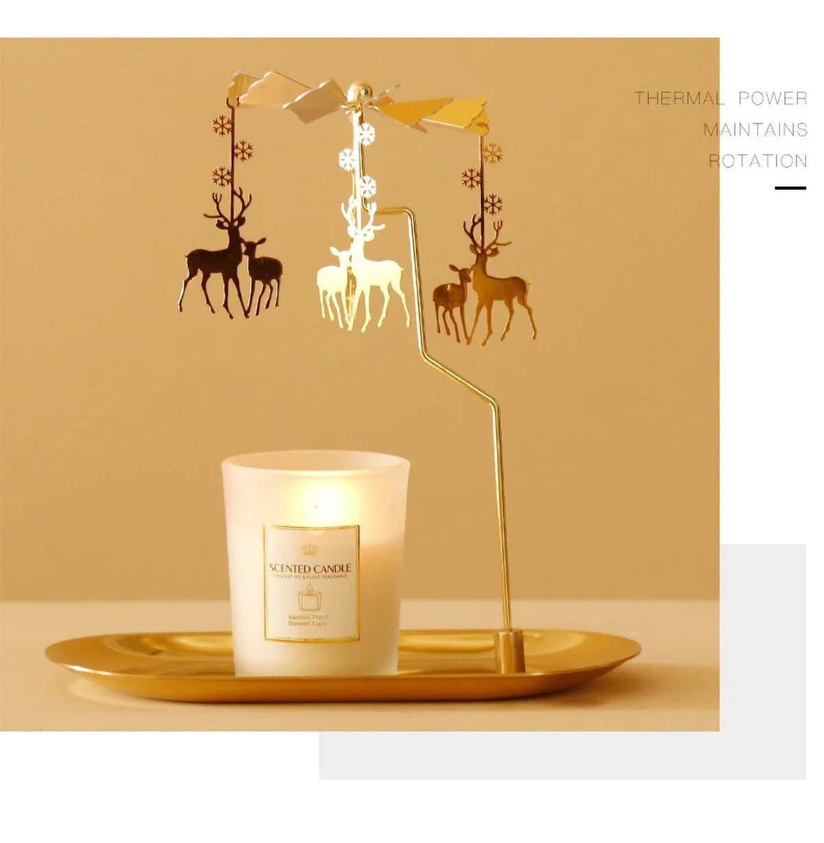 Windmill Rotating Candle Holder Lamp Gold Metal for Table Design Candlesticks