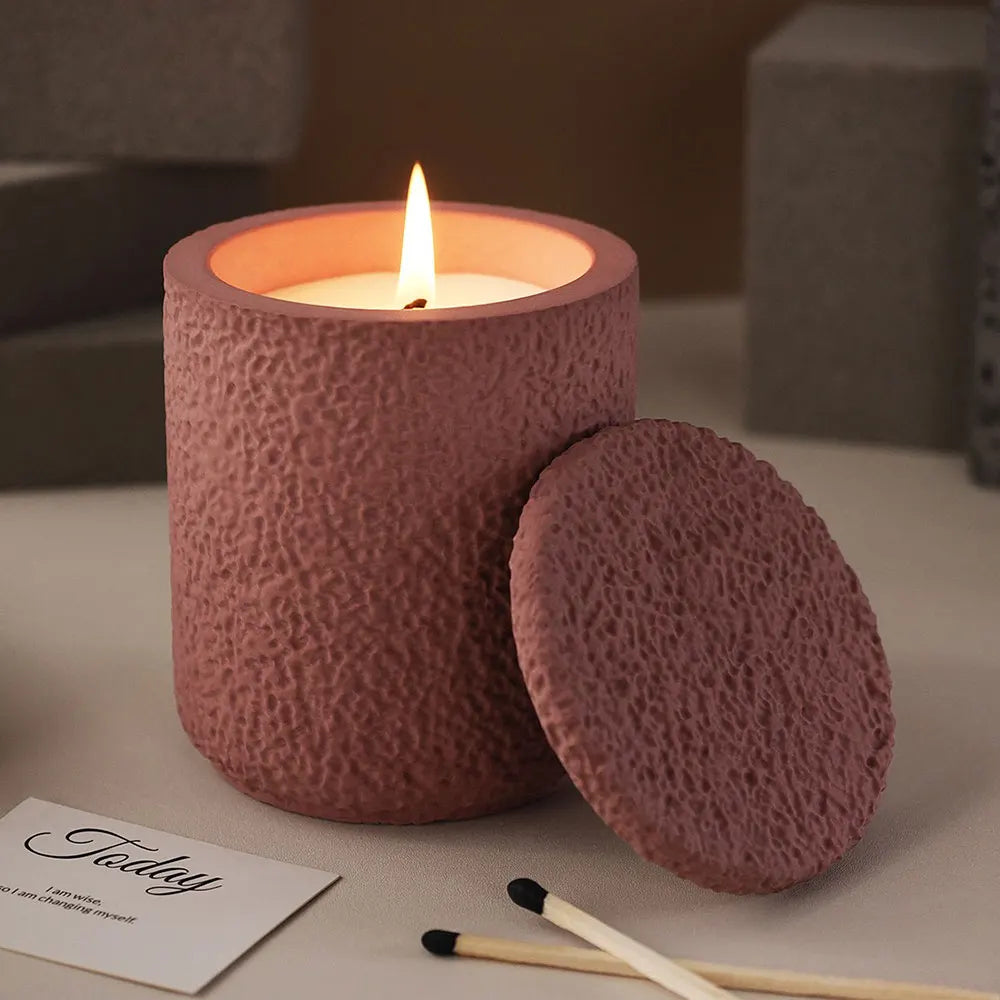 Concrete Lava Jar Candle Cup Mold DIY Round Plaster Storage Box Cement Plant