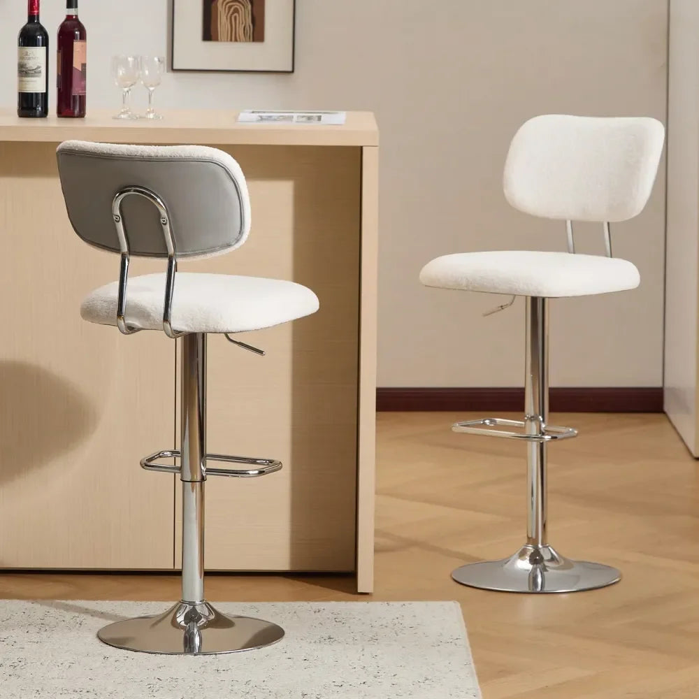 Modern Beauty Bar Stools Set Of 2 Adjustable Velvet Barstools With Backrest