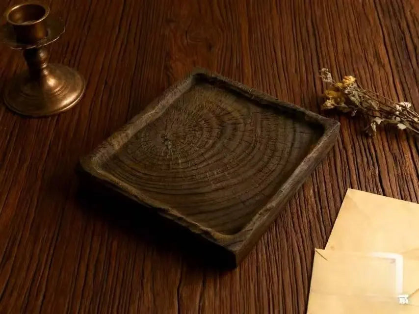 Solid wood tea tray, carbonized camphor wood dry brewing table, handmade
