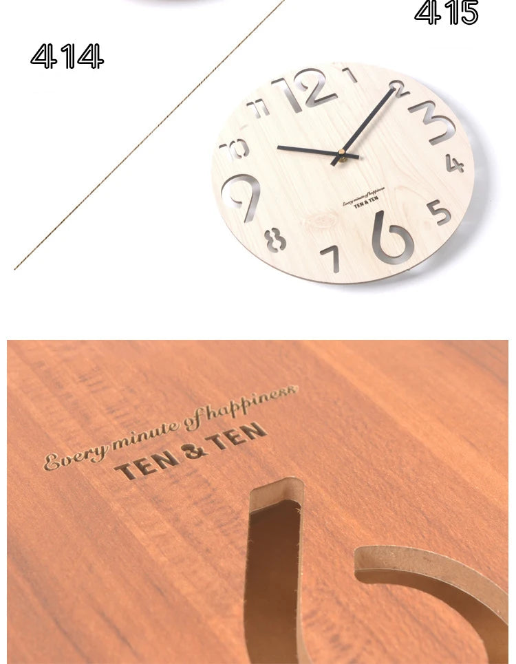 Wooden 3D Wall Clock Modern Design Nordic Brief Living Room Decoration