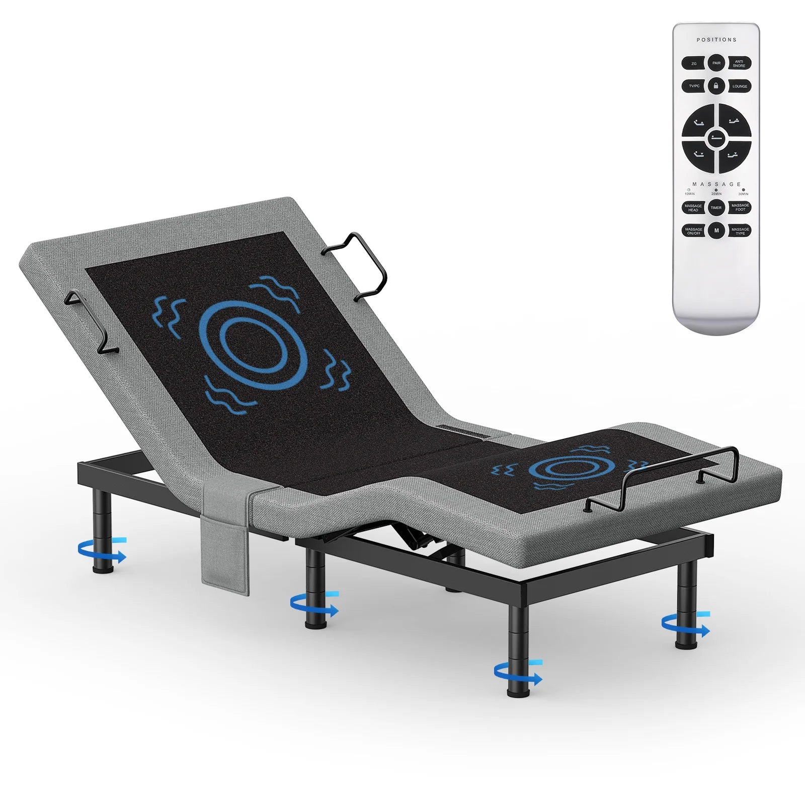 Furgle Split King Adjustable Bed Base — Massage, Dual Motor & Wireless Remote