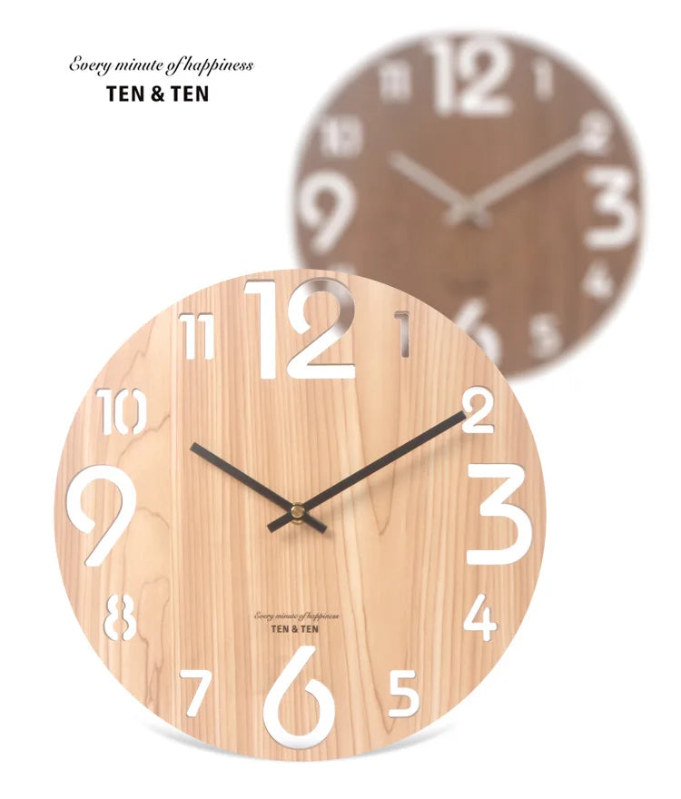 Wooden 3D Wall Clock Modern Design Nordic Brief Living Room Decoration