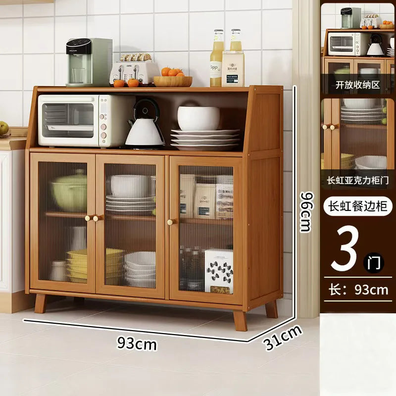 Bamboo solid wood kitchen cabinets furniture sideboard side table furniture