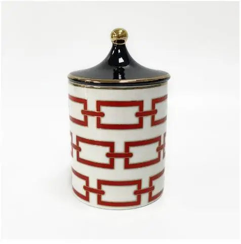 Ceramic Scented Candle Jar with Lid Exquisite Red Lip Ornament Jewelry Box