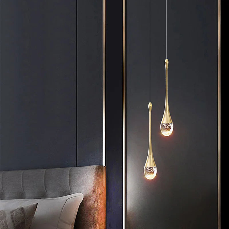 Modern Luxury Crystal Pendant Lamps Home Decor Bedside Hanging Light