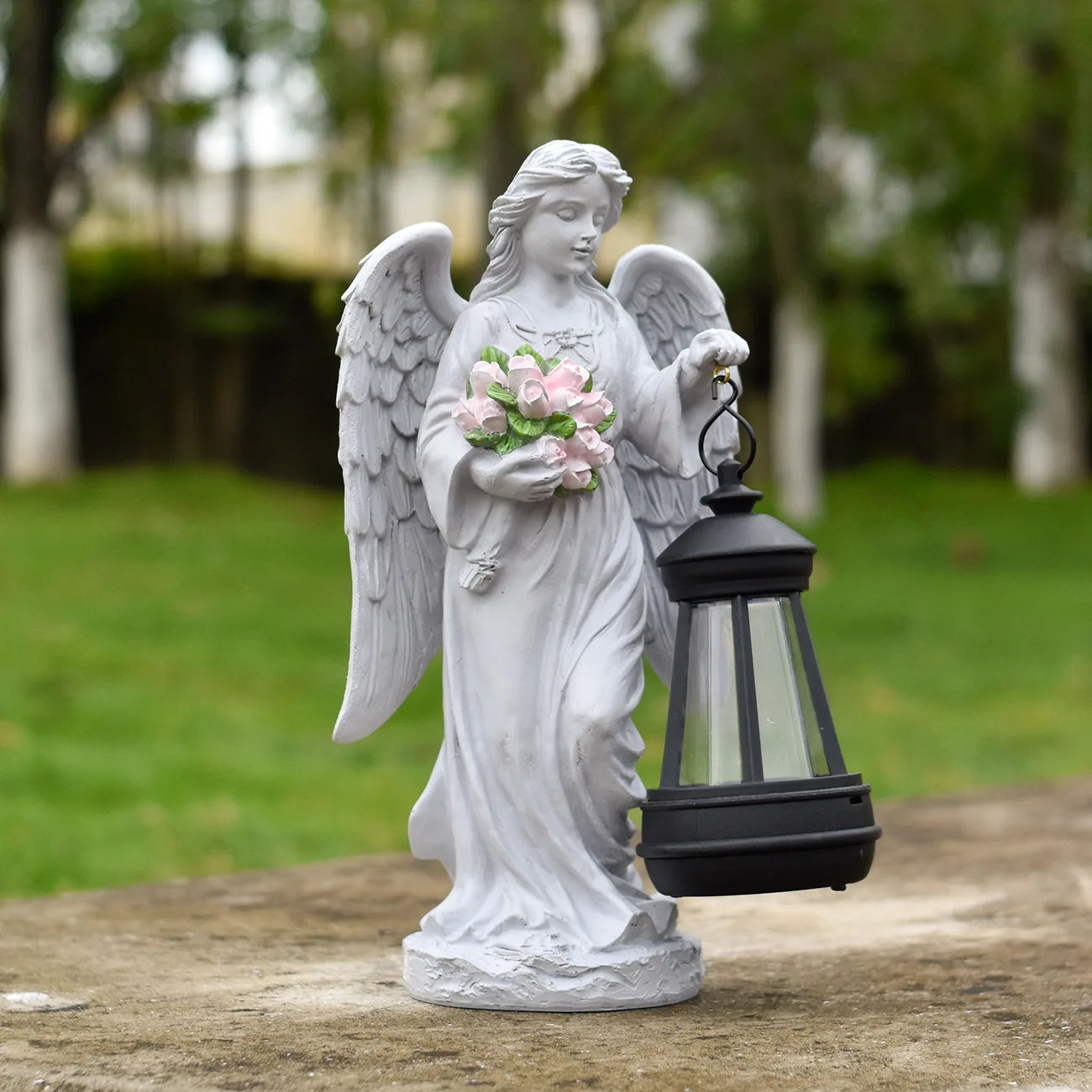 Angel Lantern Garden Statue Angel Girl Outdoor Solar Ornament Night Light