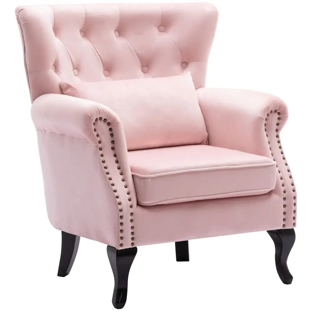 Accent Chair for Living Room Velvet Button Tufted Armchair Wingback Chair