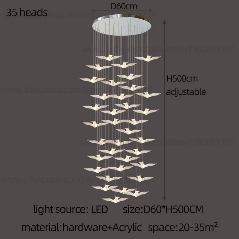 Led Bird Pendant Lamp Home Decoration Lighting Hanging Lamp Design Chandelier