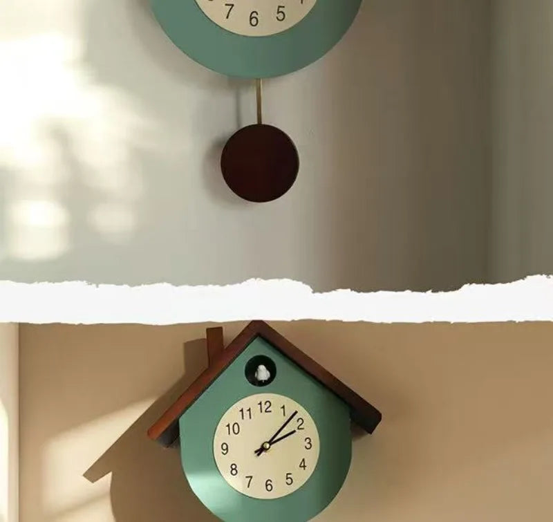 Wooden Cuckoo Bird Wall Clock Pendulum Creative Living Room Pendulum Clock