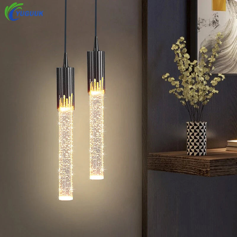 Modern Luxury Crystal Pendant Lamps Home Decor Bedside Hanging Light