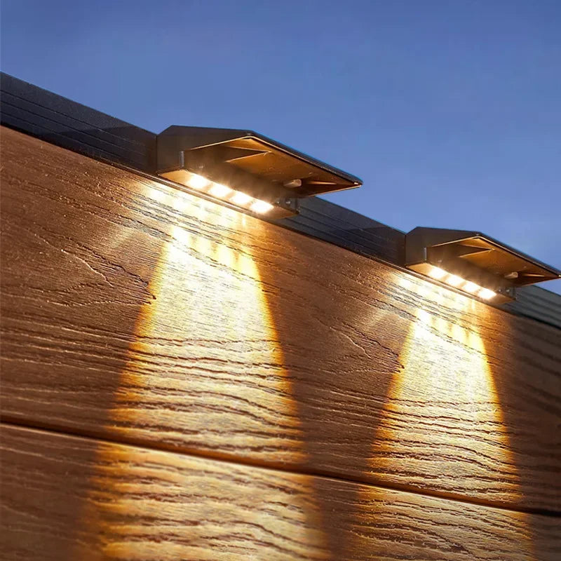 Solar Wall Lights 4 LED Solar Fence Lights Outdoor Waterproof Solar Deck Lights Wall