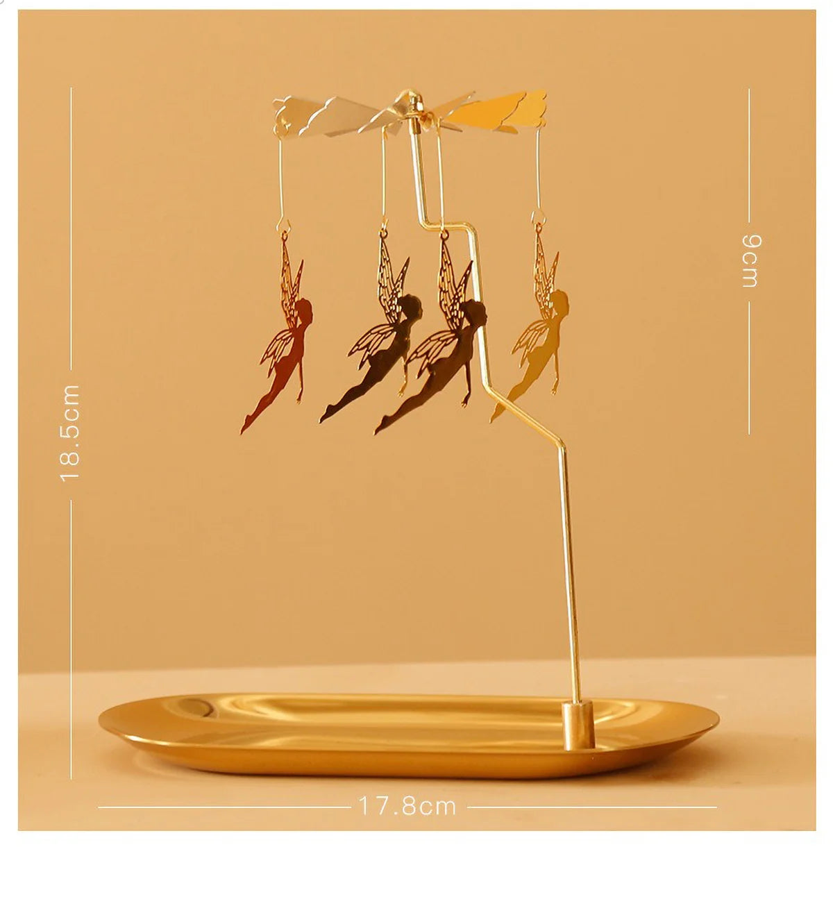Windmill Rotating Candle Holder Lamp Gold Metal for Table Design Candlesticks