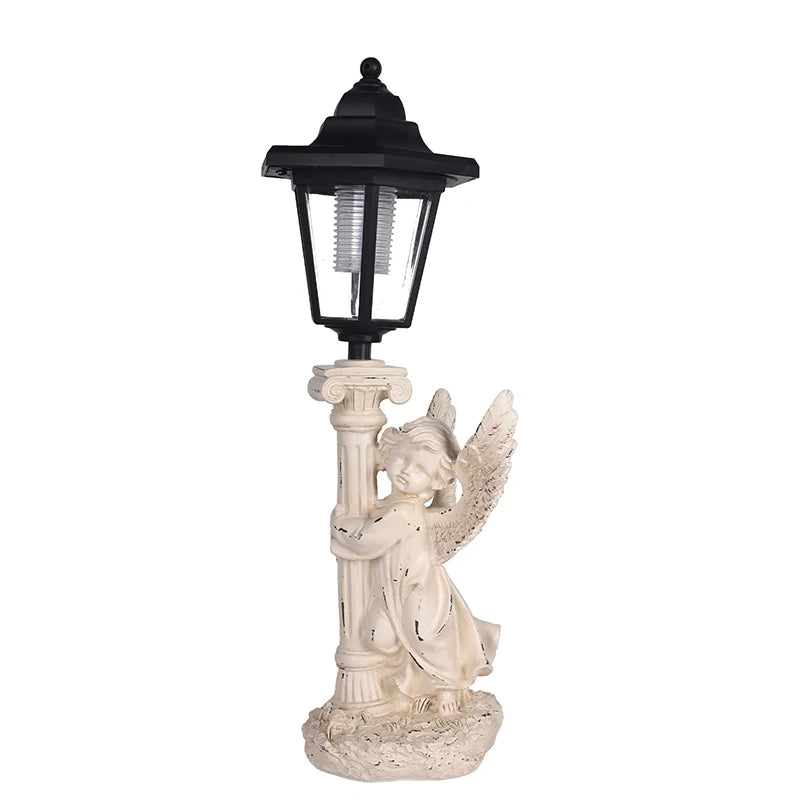 Solar Angel Sculpture Yard Light Resin Hexagonal Lamp Decorative Ornament