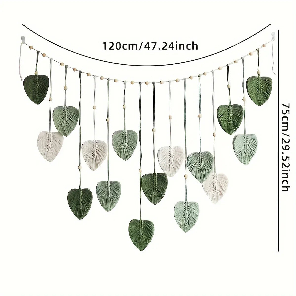 Modern Woven Wall Decor, Beautiful Room Decor, Green Leaves Hanging on The Walls