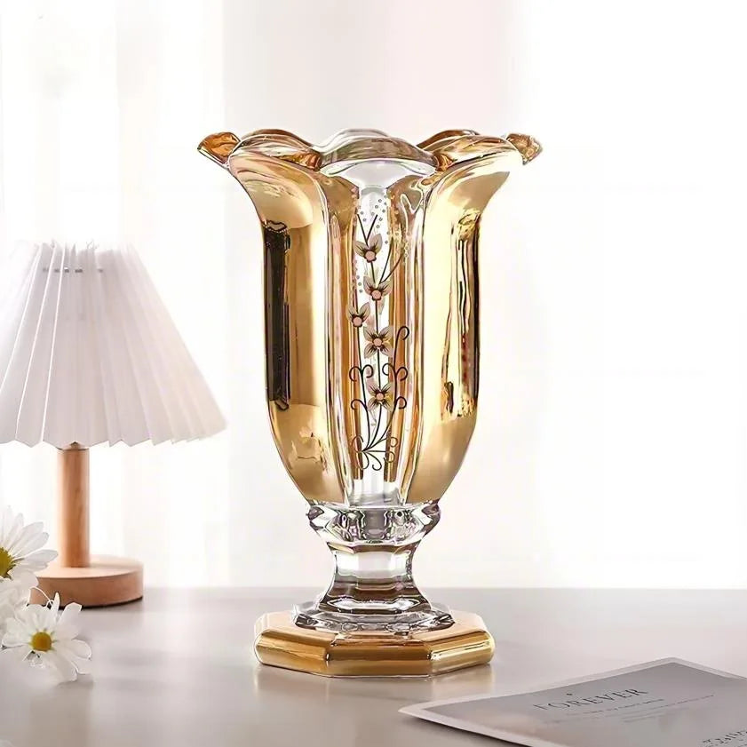 Bohemian Crystal Glass Vase Transparent Luxury Home Decor for Living Room