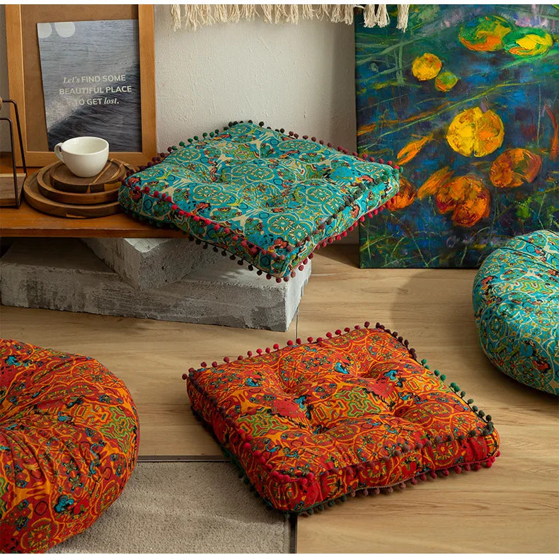 Bohemian Style Thickened Cotton Linen Cushion for Ground Lazy People Pillow