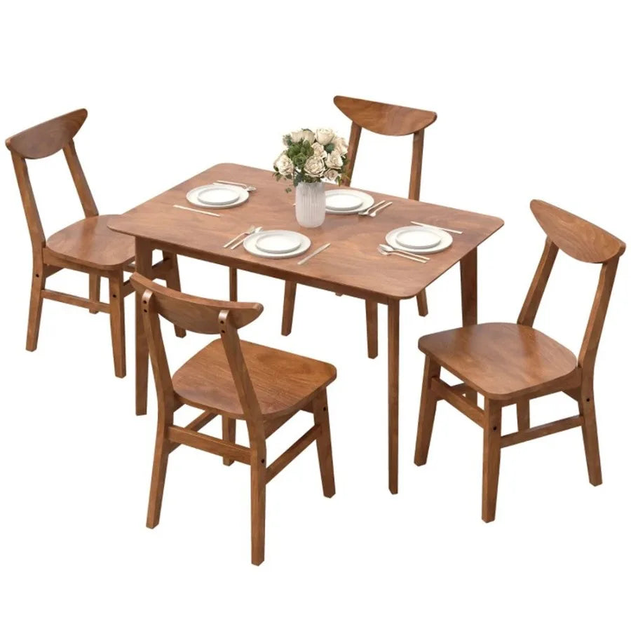 5-piece solid wood dining room farmhouse dining table 4 chairs dining