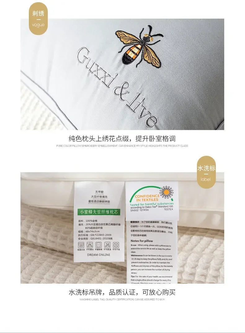 100% Cotton Soy Fiber Pillow Core Cotton Washable Pillows Grade A Low Pillow