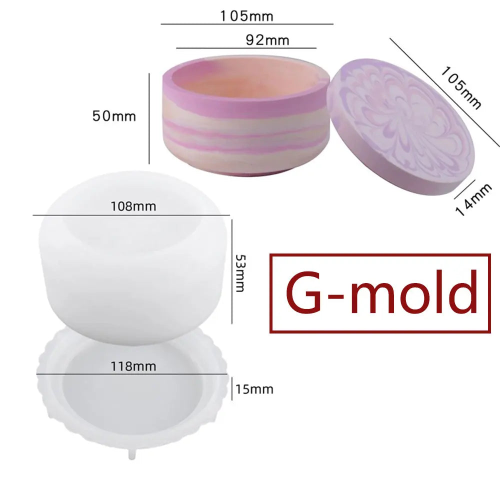 Concrete Lava Jar Candle Cup Mold DIY Round Plaster Storage Box Cement Plant