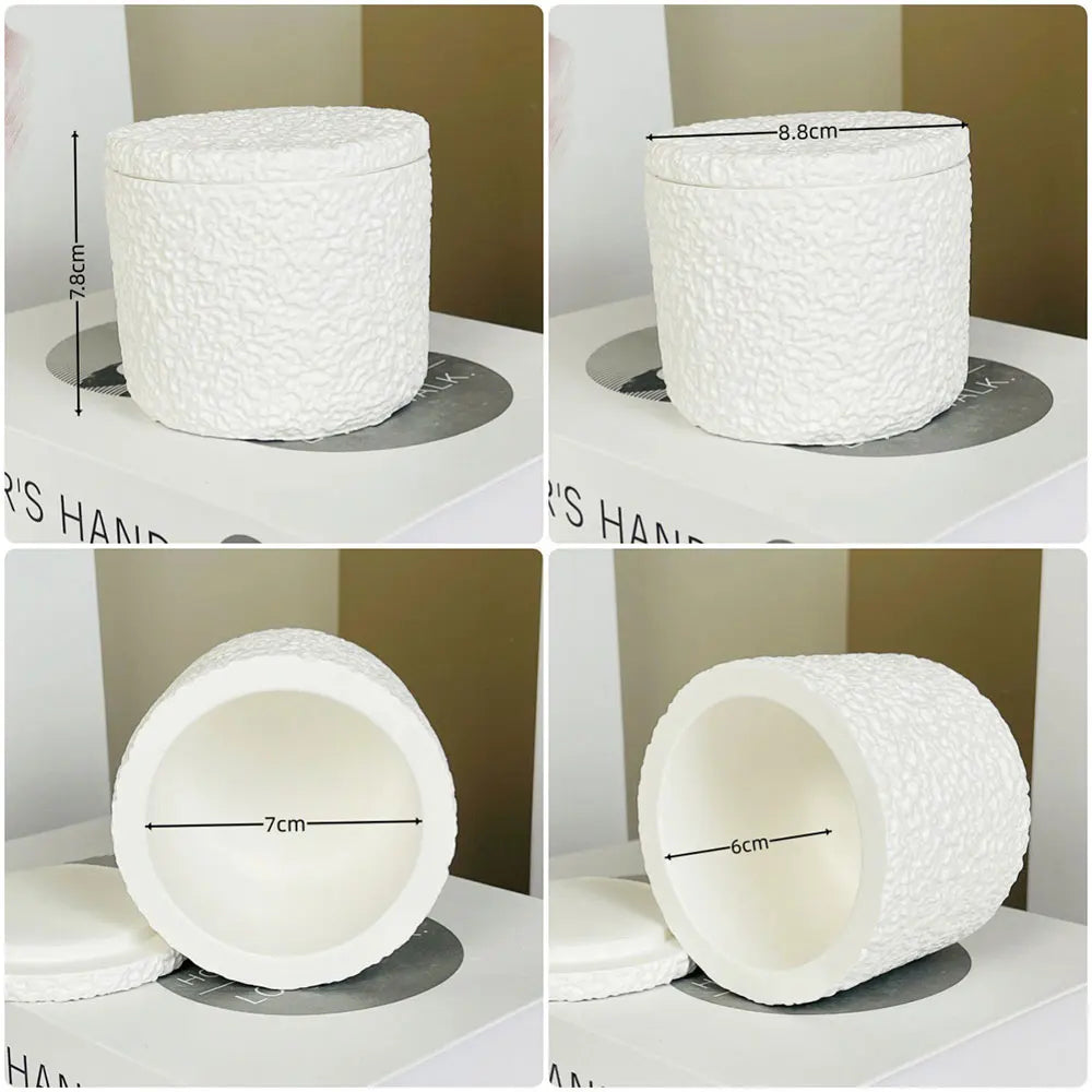 Concrete Lava Jar Candle Cup Mold DIY Round Plaster Storage Box Cement Plant