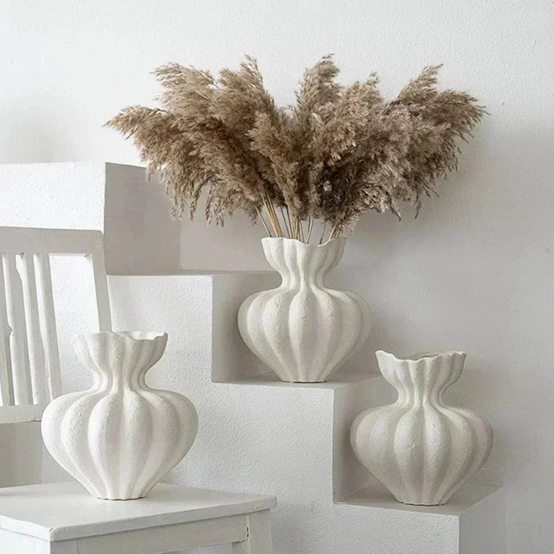 French Ceramic Vase Minimalist Floral Vessel Table Centerpiece Home Decor
