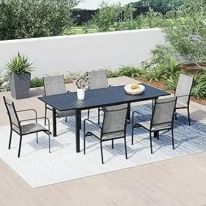 All-Weather Rattan Patio Dining Set with 60