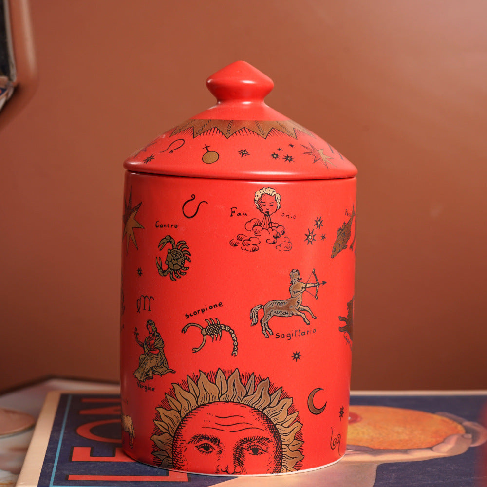 Ceramic Scented Candle Jar with Lid Exquisite Red Lip Ornament Jewelry Box